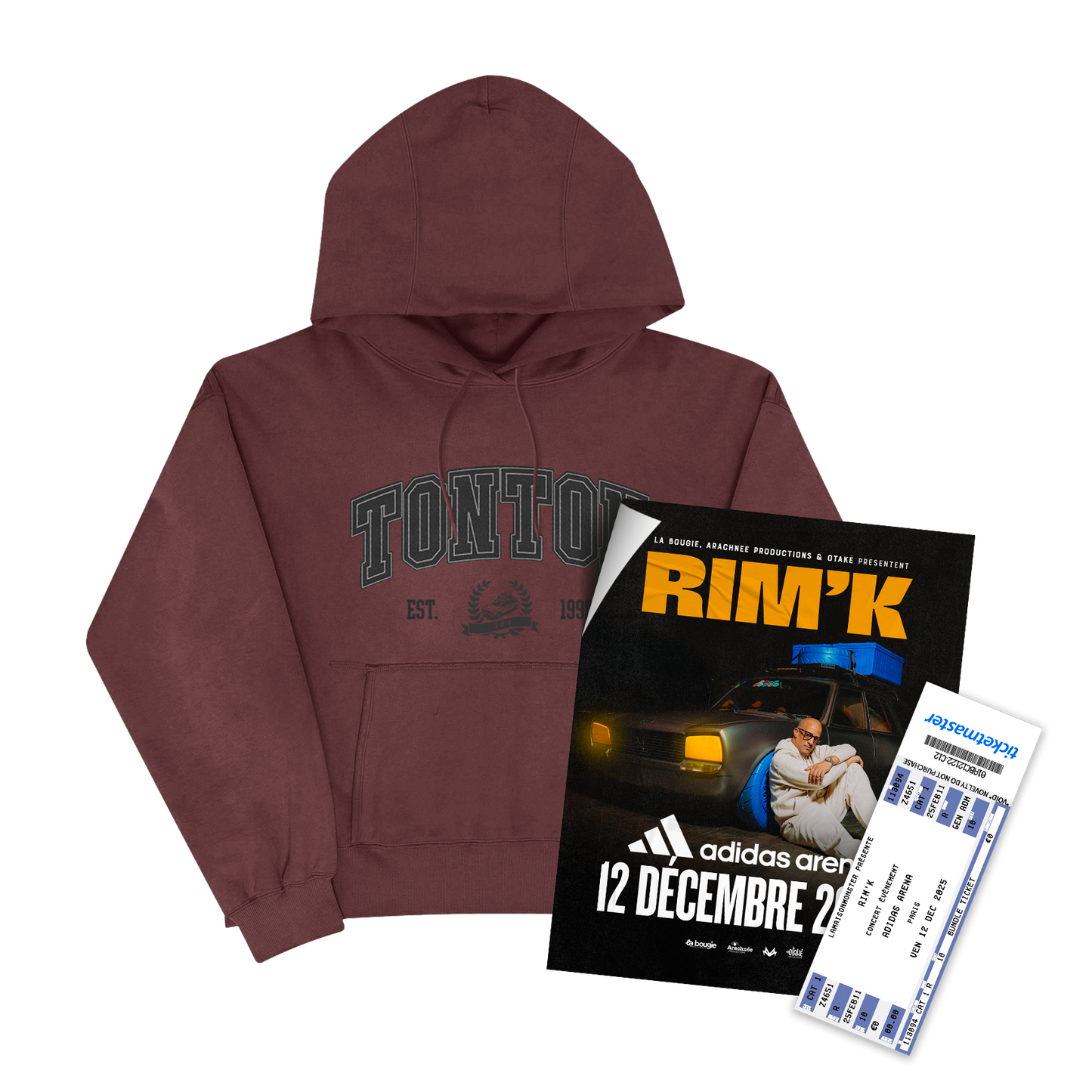 SWEAT-CAPUCHE "UNIVERSITY" + PLACE DE CONCERT (OPTION)