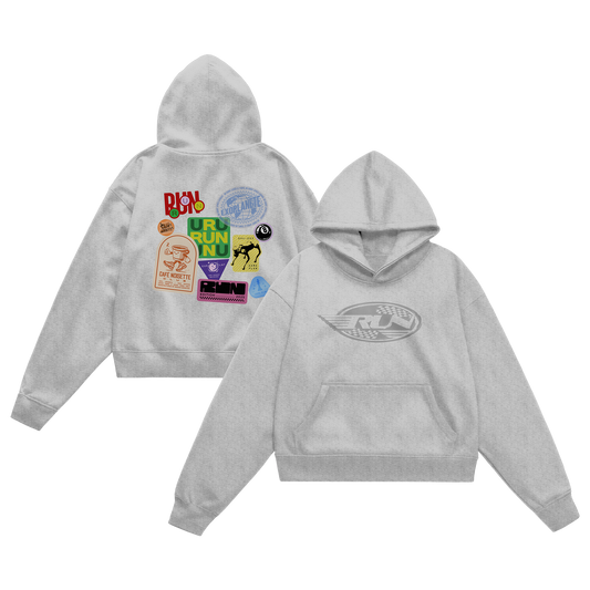 SWEAT-CAPUCHE "RUN" - GRIS CHINÉ