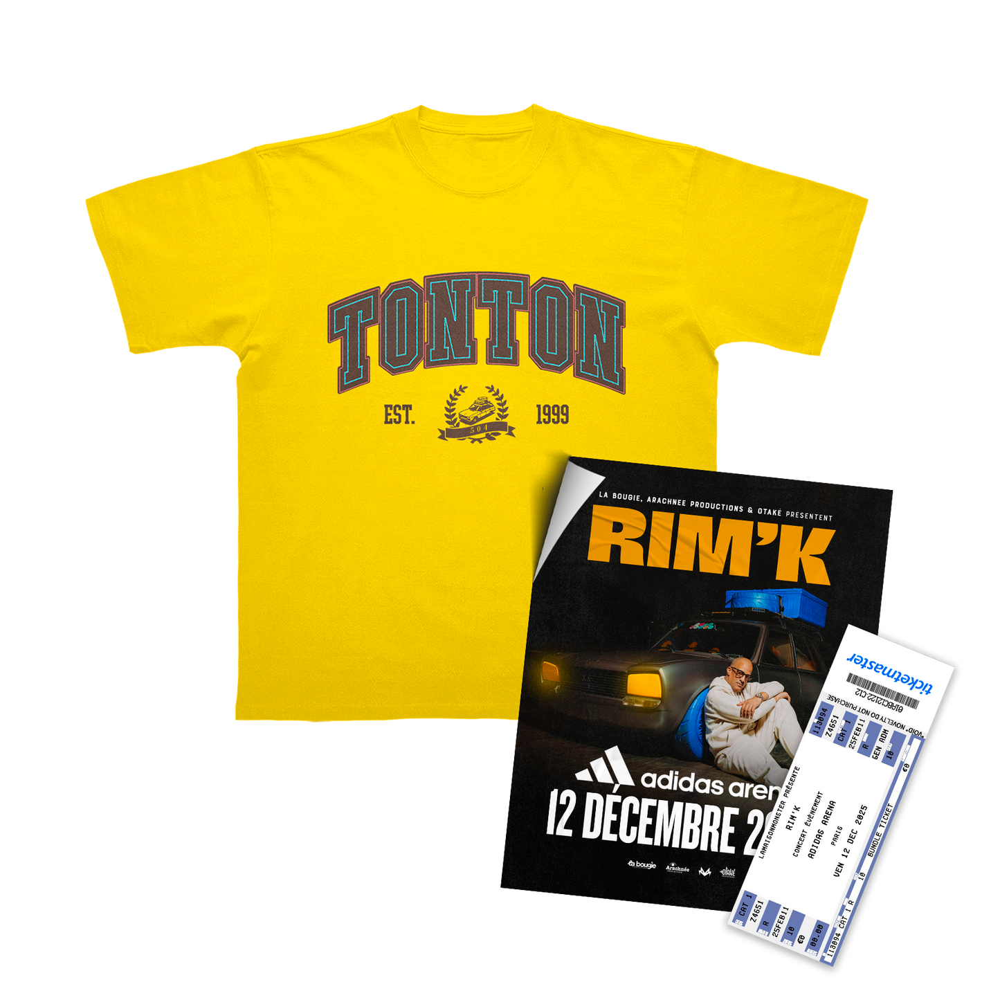 T-SHIRT "UNIVERSITY" JAUNE + PLACE DE CONCERT (OPTION)